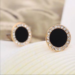 🌸 3 for $20  Black Gloss & Rhinestone Studs